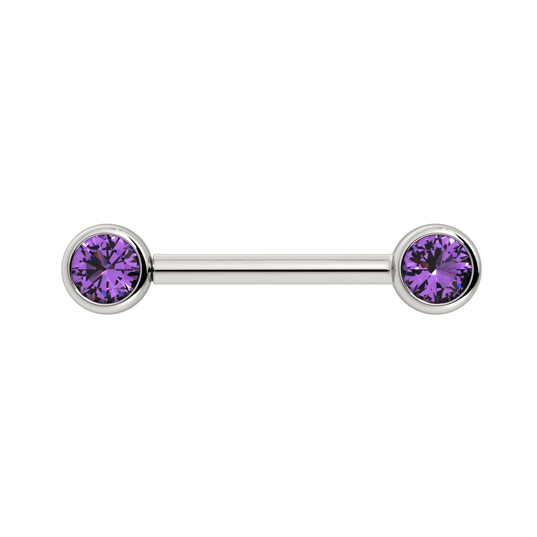 4mm Amethyst Bezel 14K Gold Nipple Barbell