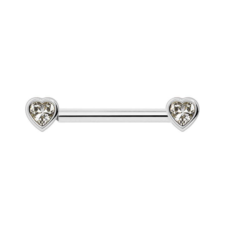 White Sapphire Heart Nipple Barbell