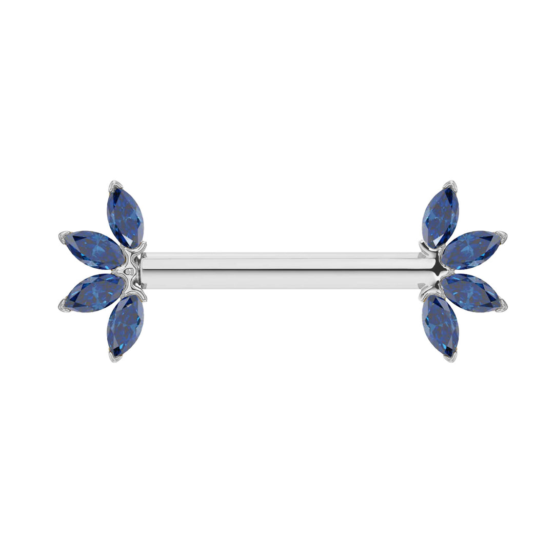 Marquise Sapphire Fan 14K Gold Nipple Barbell