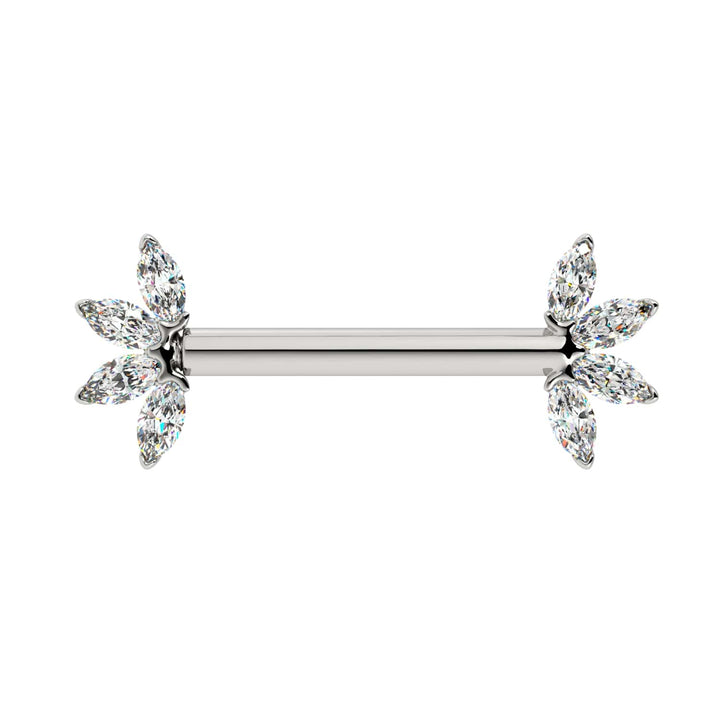 Marquise Diamond Fan 14K Gold Nipple Barbell