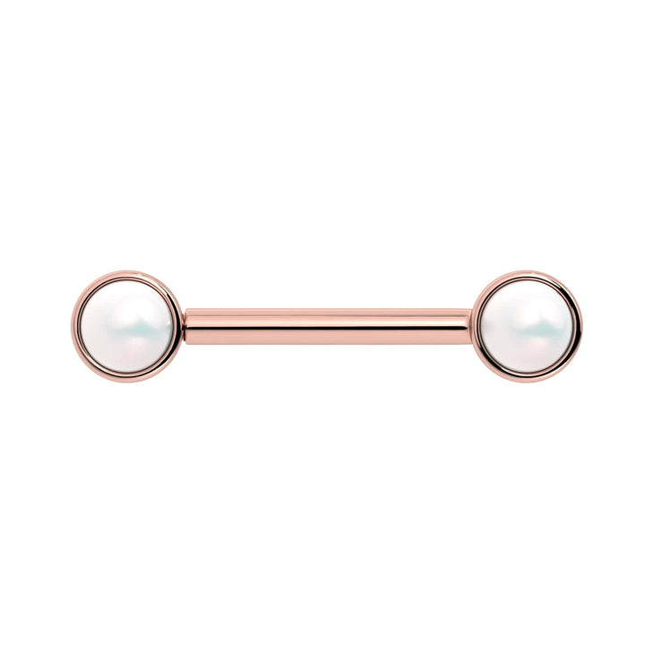 White Akoya Pearl 14K Gold Nipple Barbell