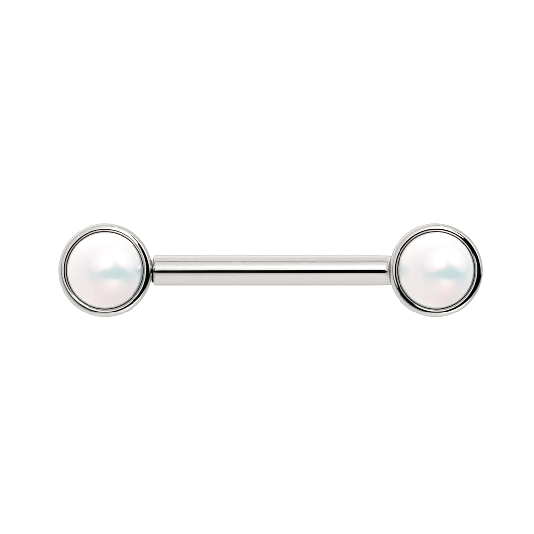 White Akoya Pearl 14K Gold Nipple Barbell