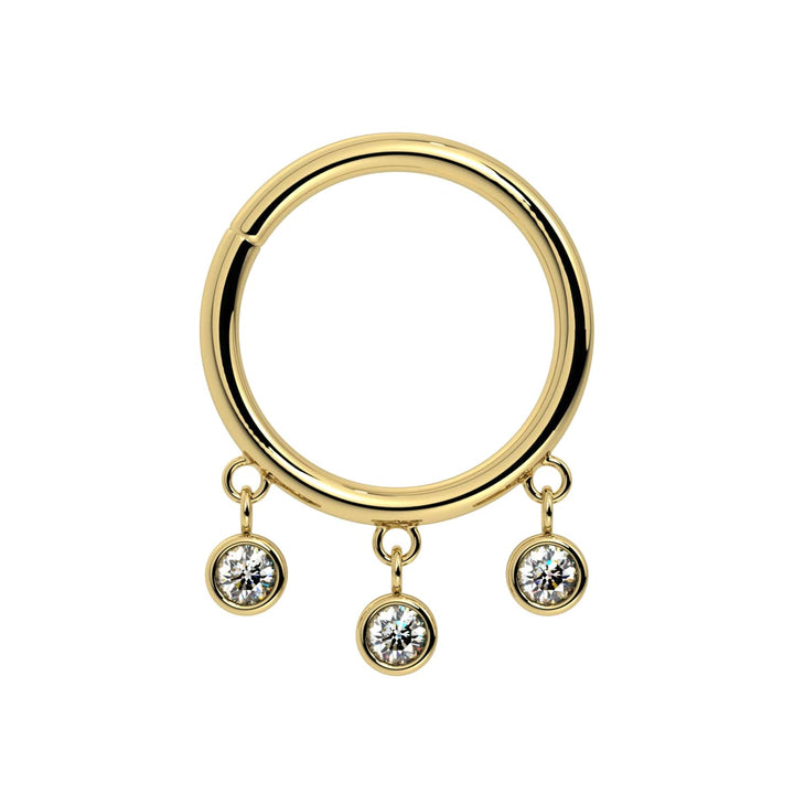 Triple Bezel Dangle Seam Ring