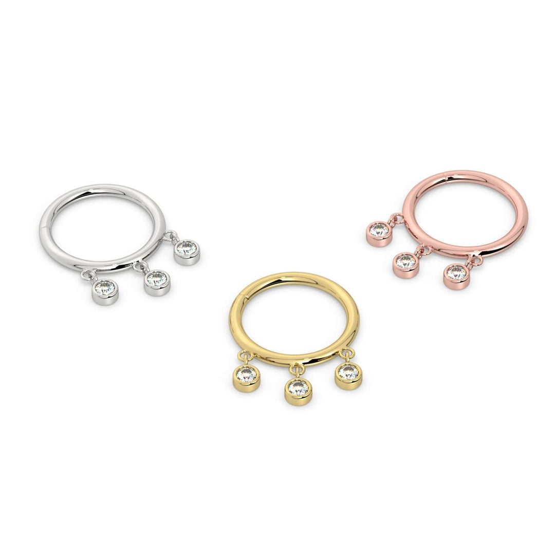 Triple Bezel Dangle Seam Ring