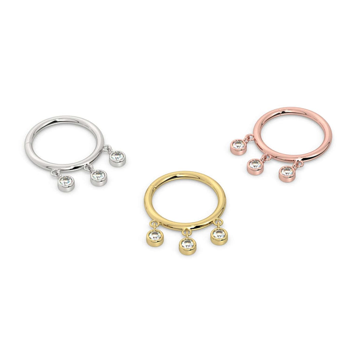 Triple Bezel Dangle Seam Ring