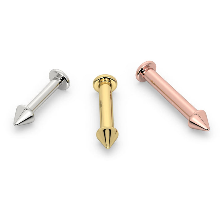 3mm Spike 14K Gold Labret Stud Lip Ring