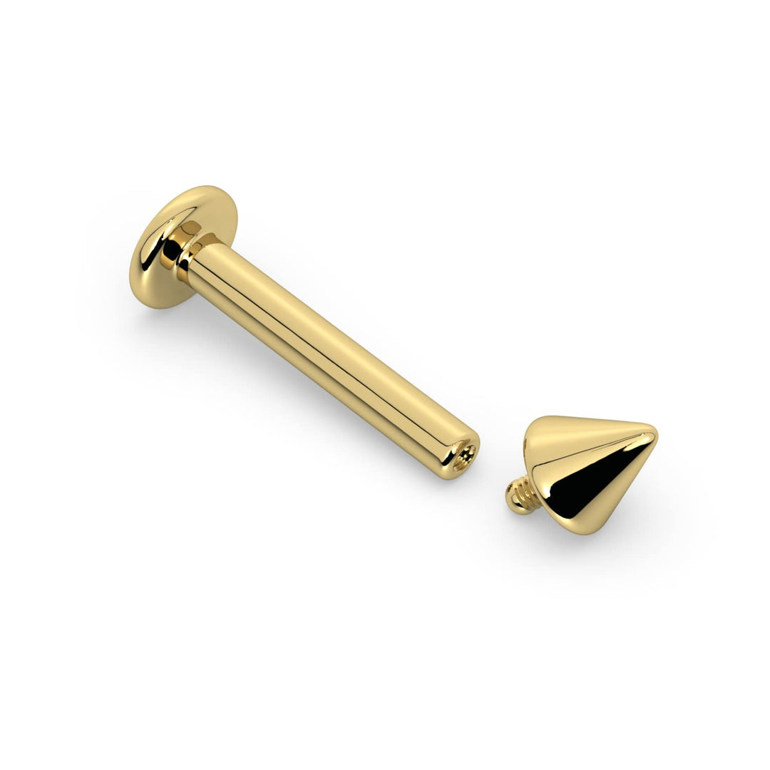 3mm Spike 14K Gold Labret Stud Lip Ring