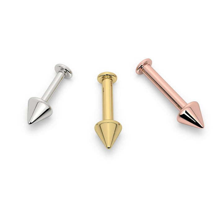 4mm Spike 14K Gold Labret Stud Lip Ring