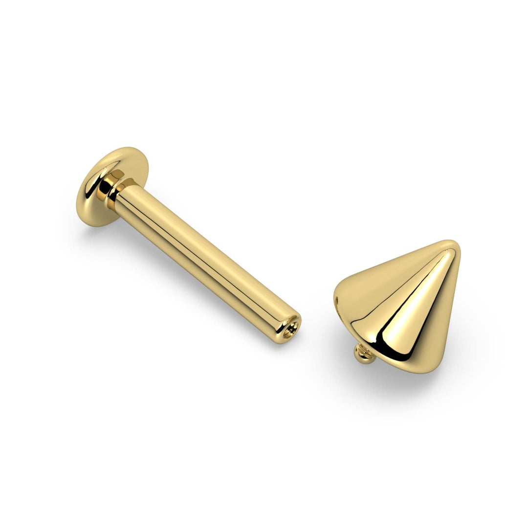 4mm Spike 14K Gold Labret Stud Lip Ring