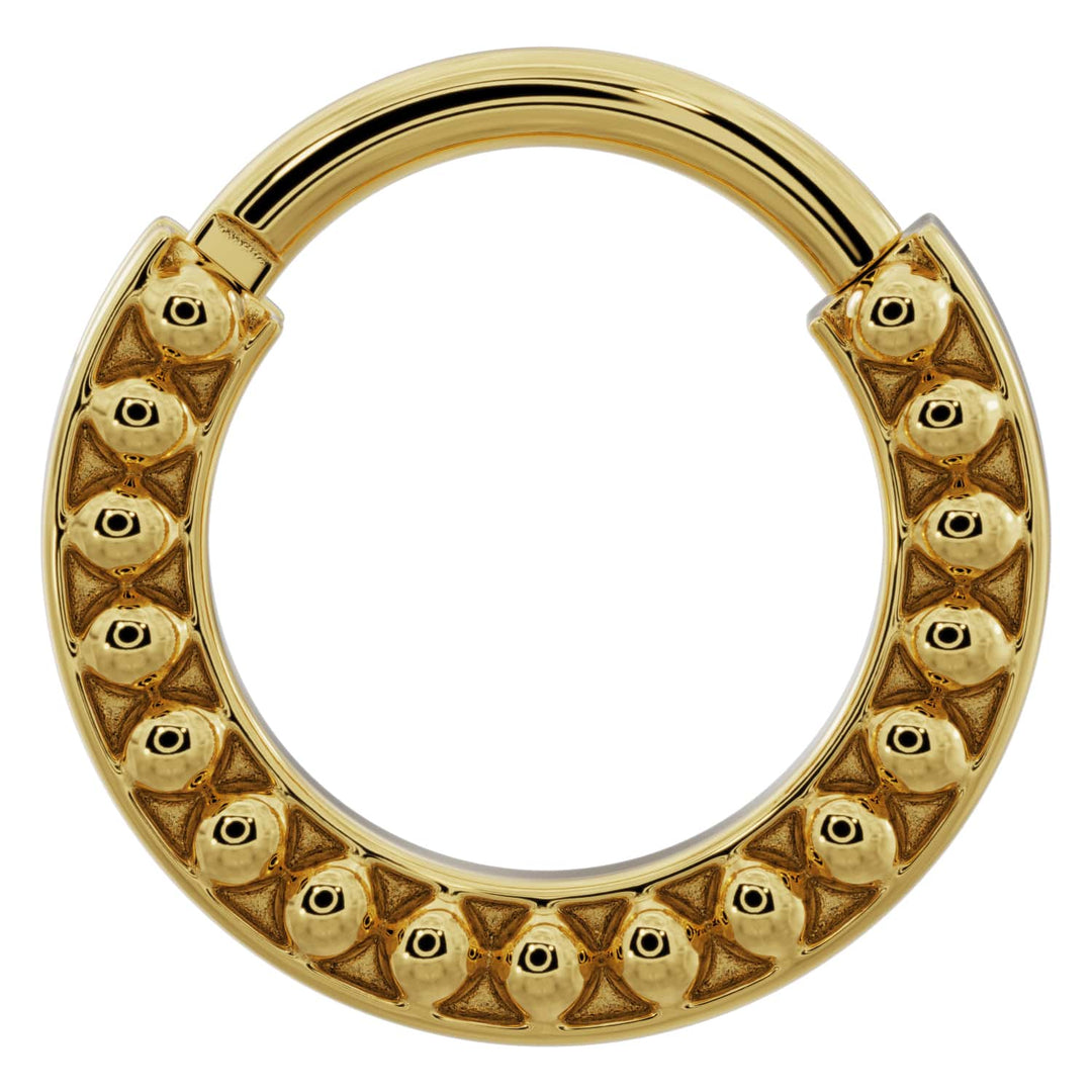 Channel Set Dome Beads 14k Gold Clicker Ring