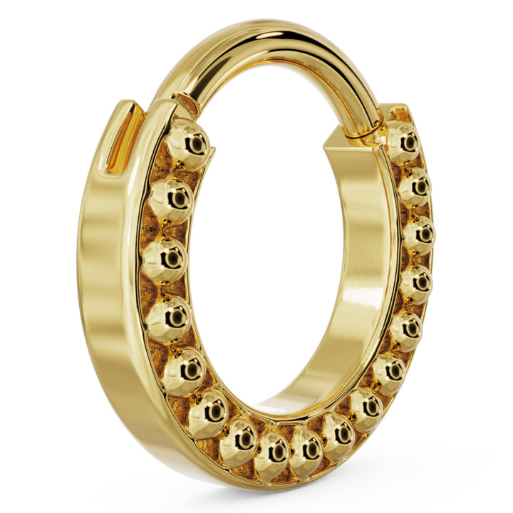 Channel Set Dome Beads 14k Gold Clicker Ring