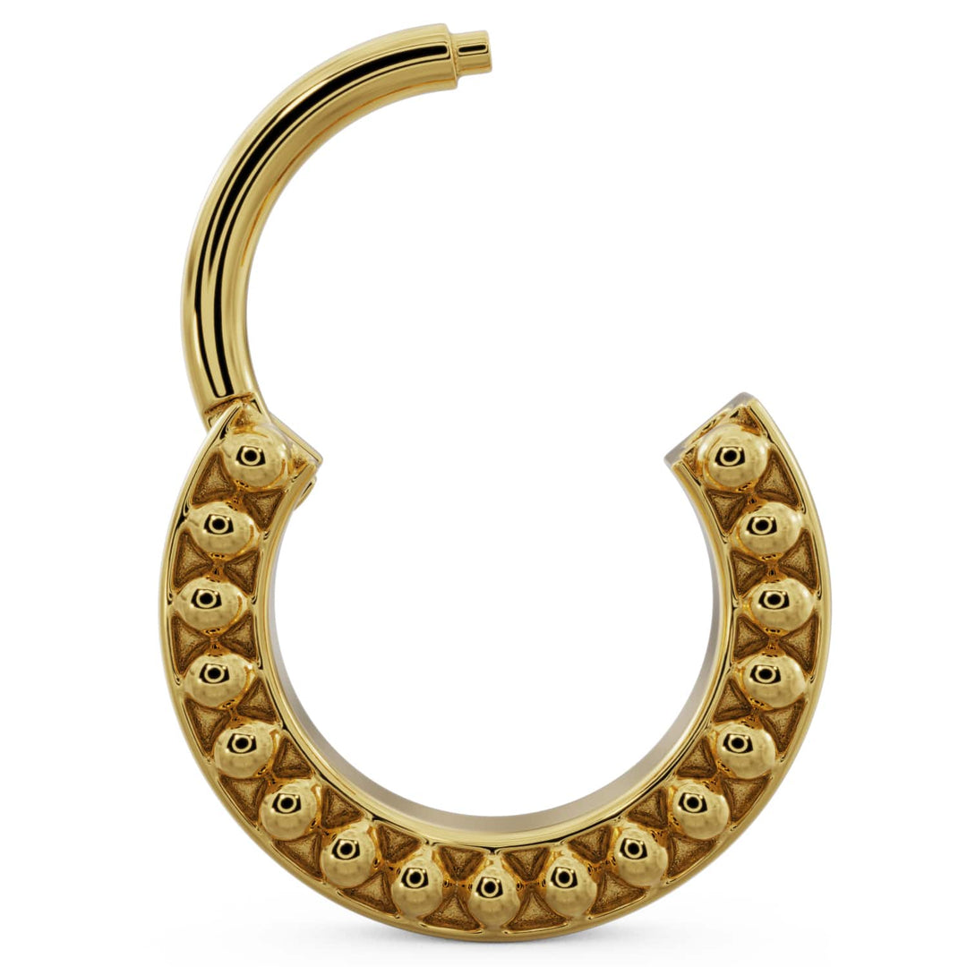 Channel Set Dome Beads 14k Gold Clicker Ring