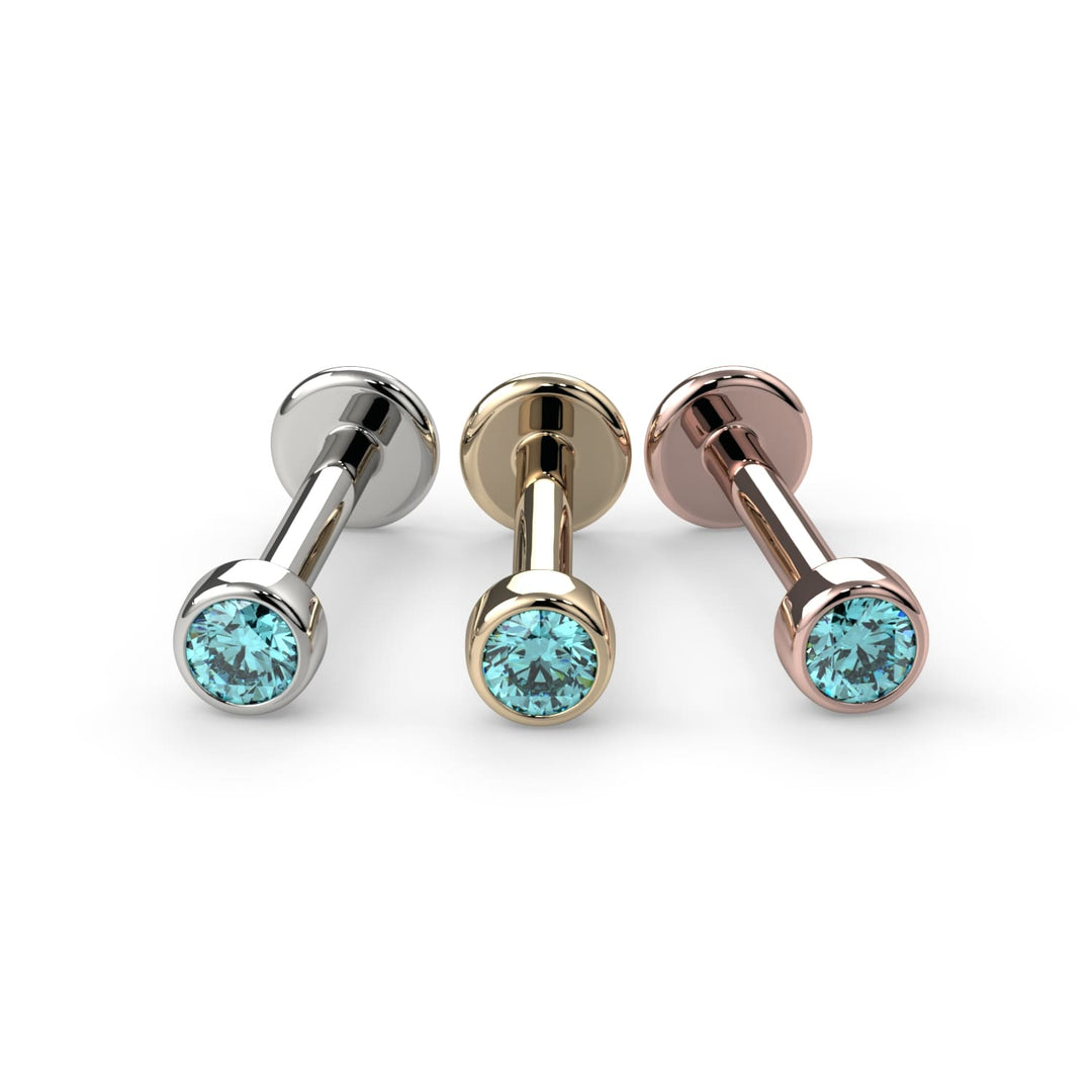 2mm Aqua Diamond Bezel Flat Back Stud