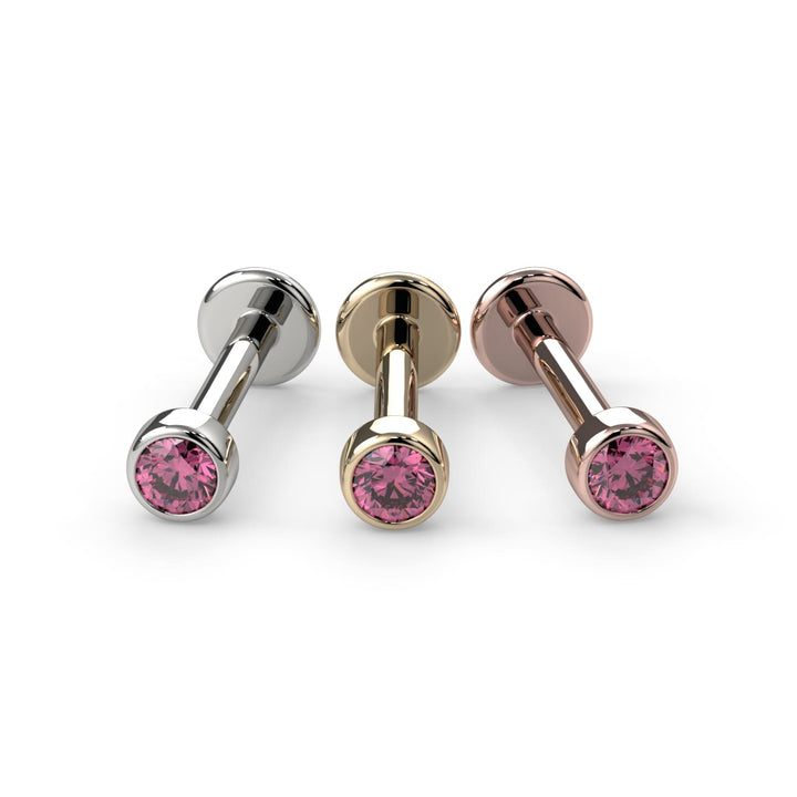 2mm Pink Diamond Bezel Flat Back Stud