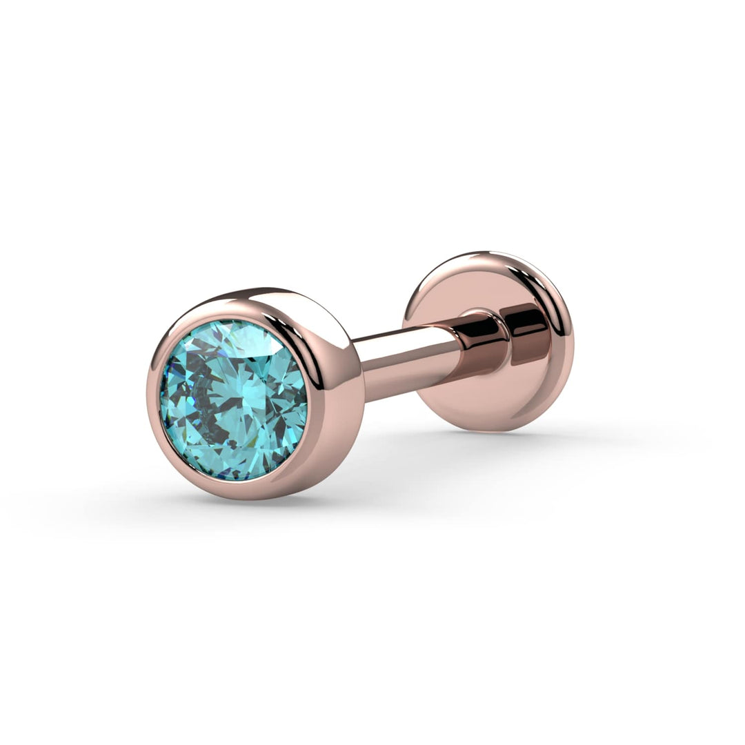 2.5mm Aqua Diamond Bezel Flat Back Stud