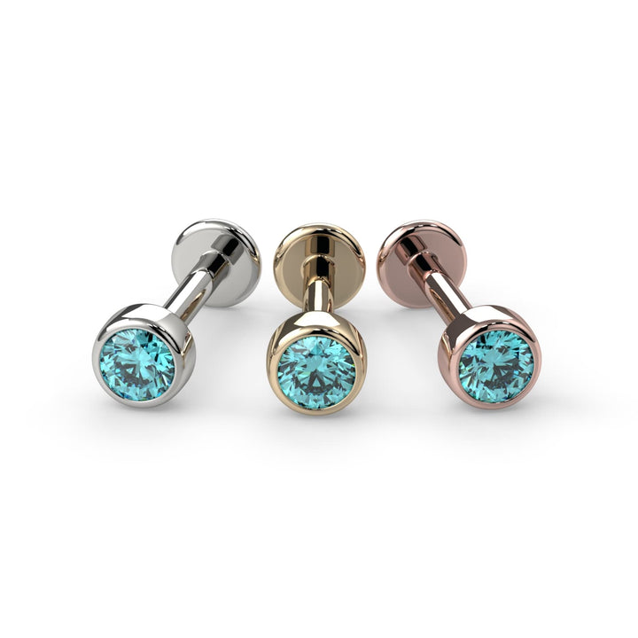 2.5mm Aqua Diamond Bezel Flat Back Stud