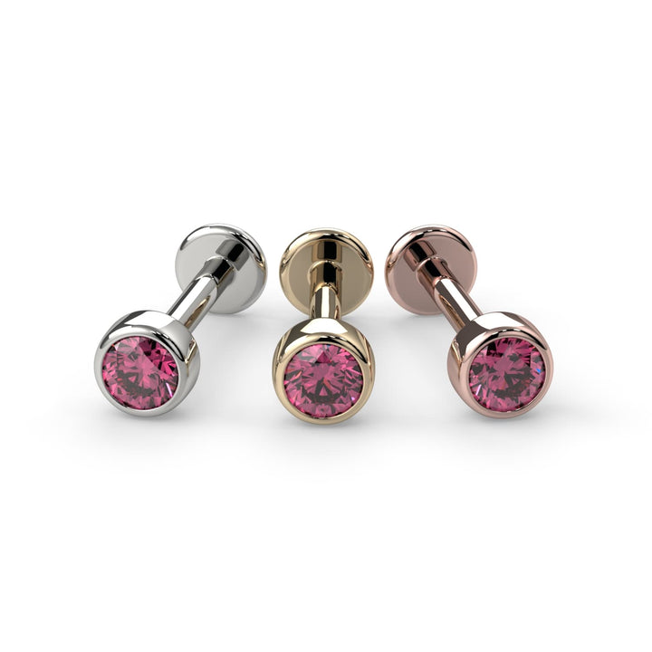 2.5mm Pink Diamond Bezel Flat Back Stud