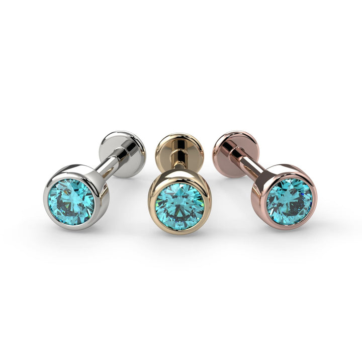 3mm Aqua Diamond Bezel Flat Back Stud