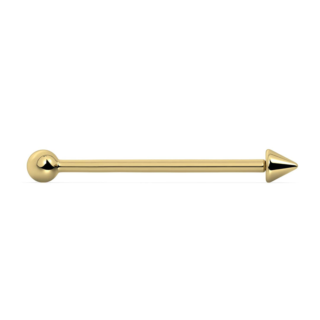 Spike & Ball 14K Gold Industrial Barbell