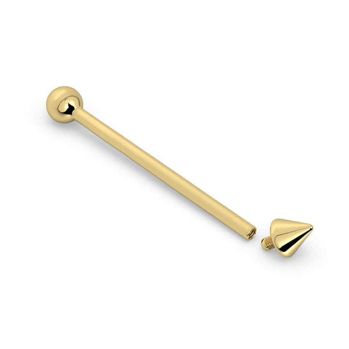 Spike & Ball 14K Gold Industrial Barbell