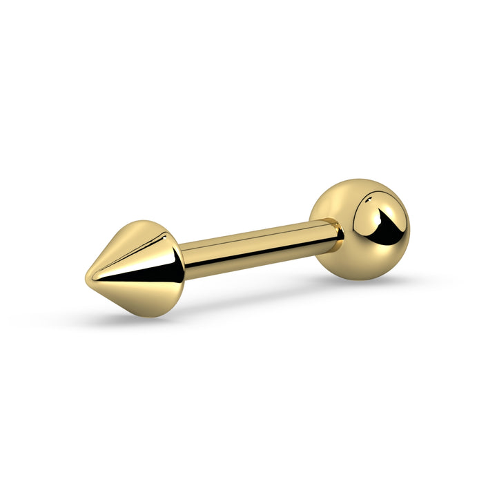 Spike & Ball 14k Gold Straight Barbell