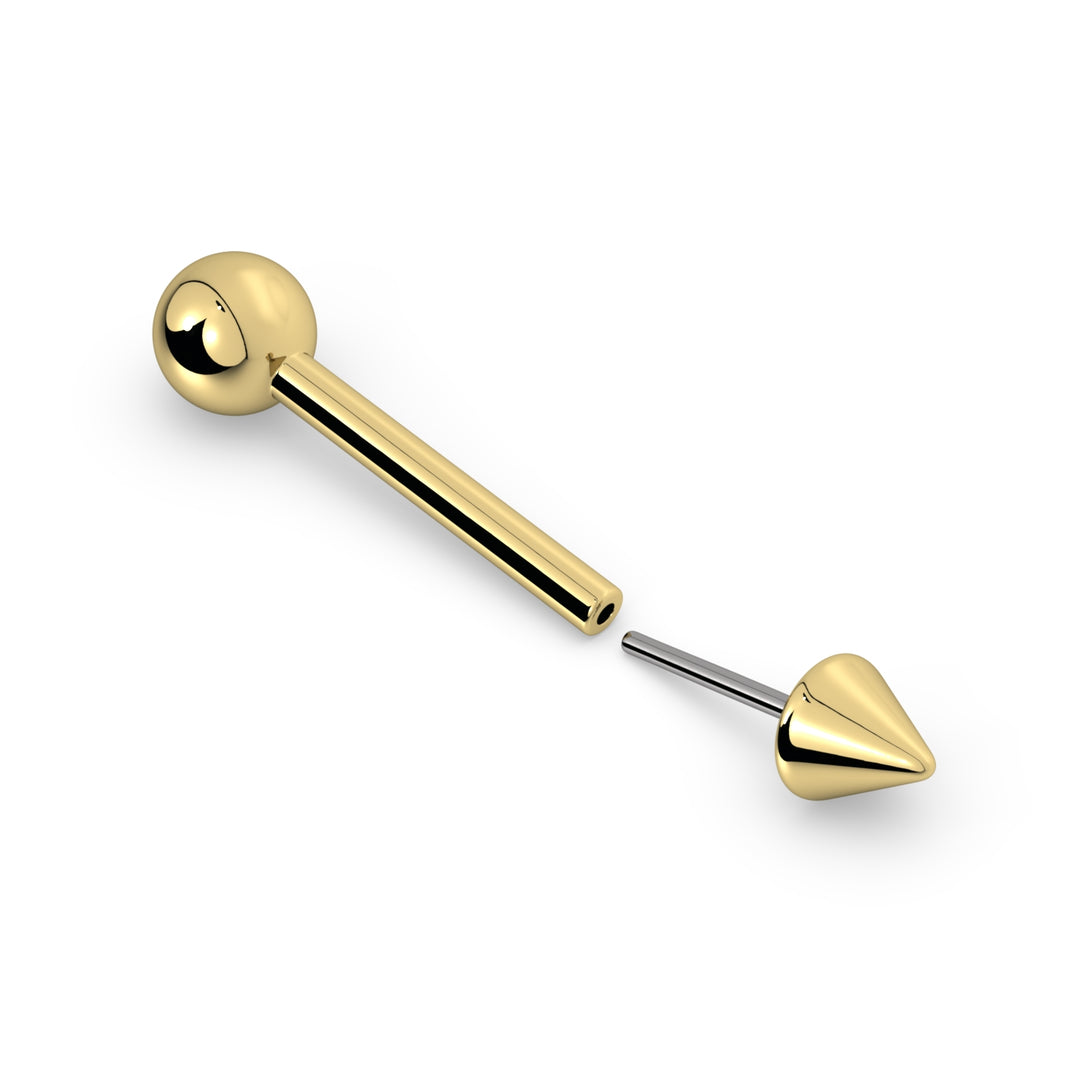 Spike & Ball 14k Gold Straight Barbell