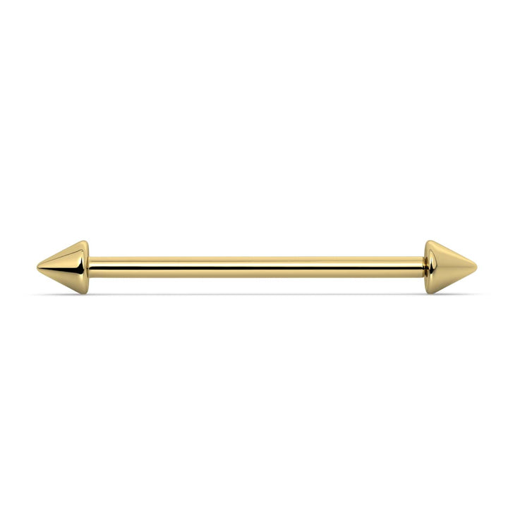 Spike Industrial Barbell 14K Gold