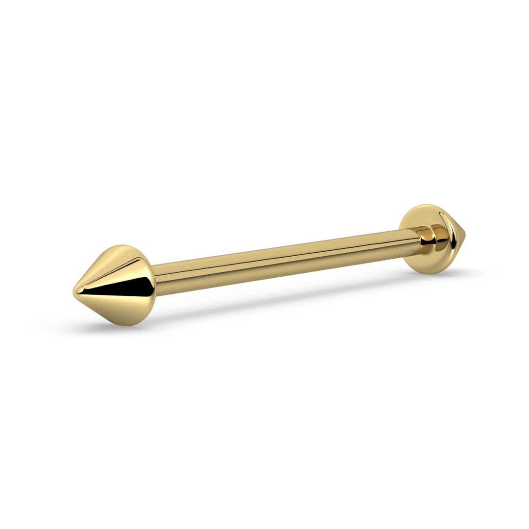 Spike Industrial Barbell 14K Gold