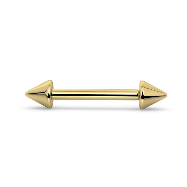 Spike Straight Barbell 14k Gold