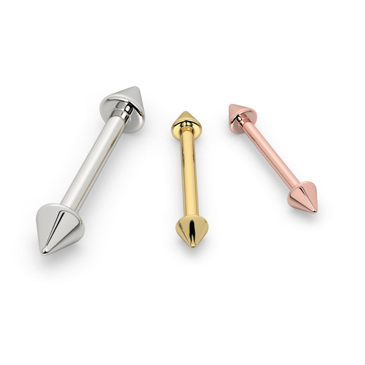 Spike Straight Barbell 14k Gold