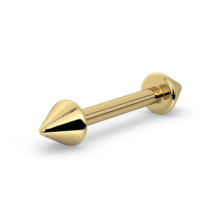 Spike Straight Barbell 14k Gold