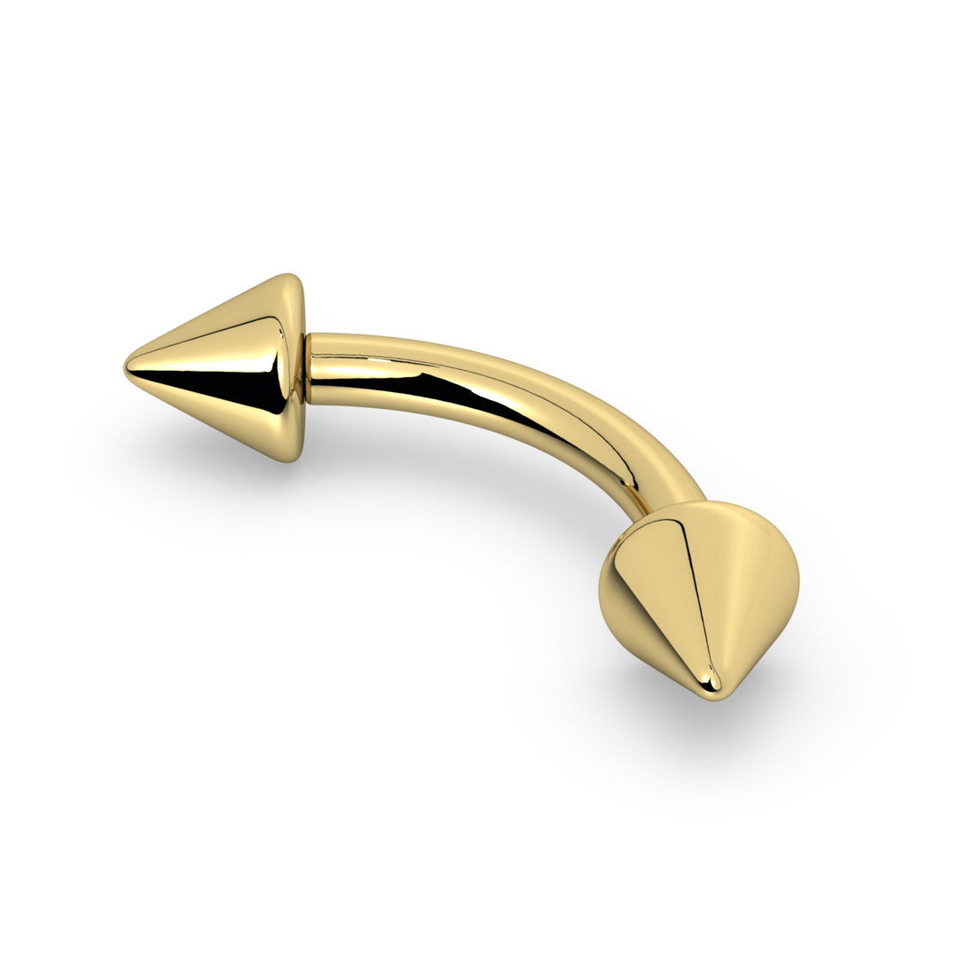 Spike 14K Gold Curved Barbell