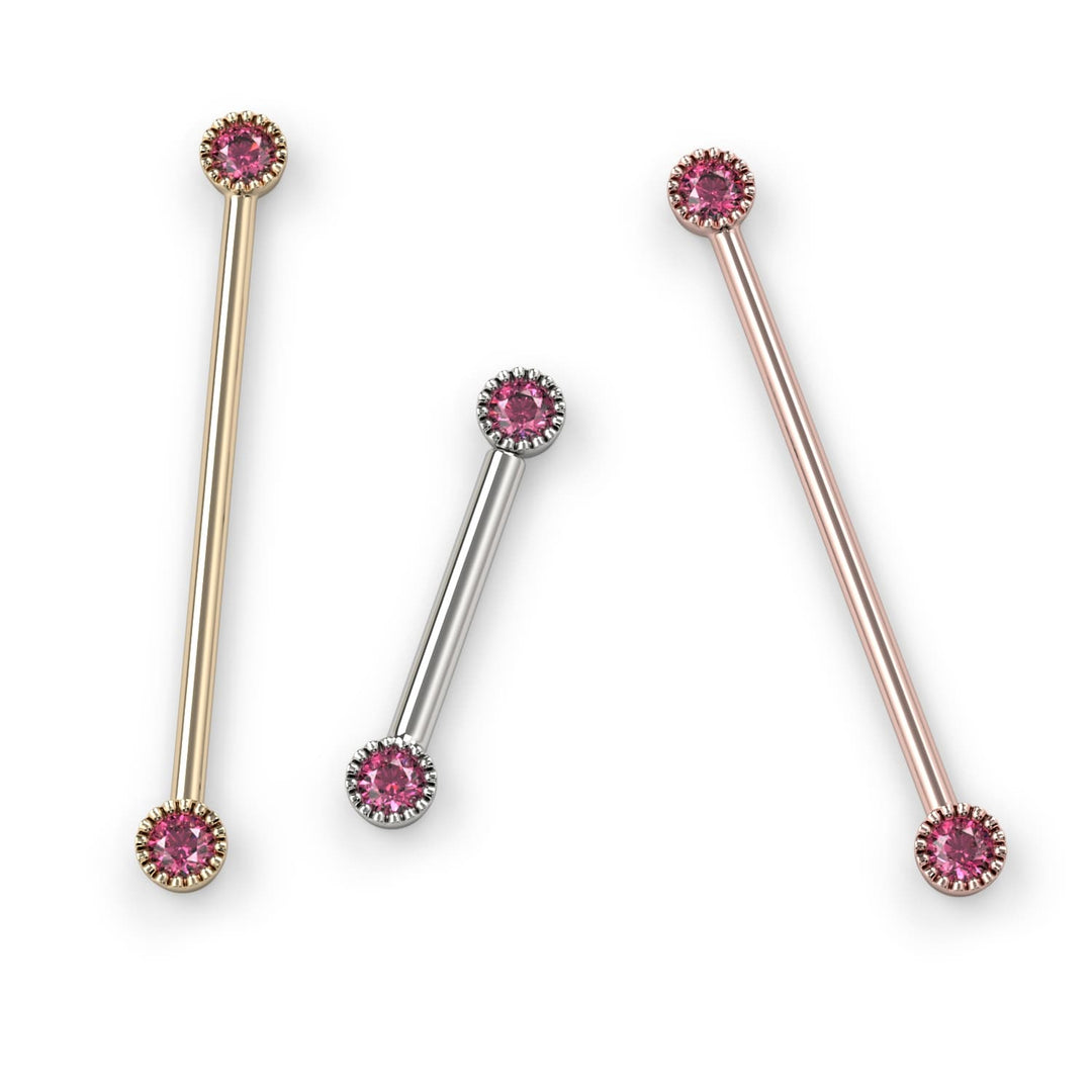 Pink Diamond Perlagé Industrial Barbell