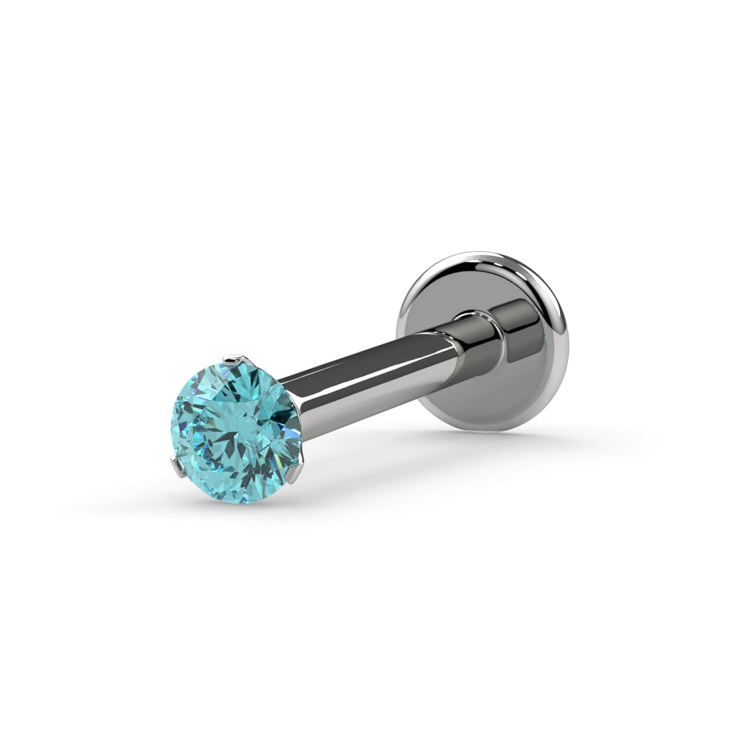 2mm Aqua Diamond Lumina 3-Prong Flat Back Stud