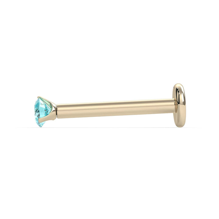 2mm Aqua Diamond Lumina 3-Prong Flat Back Stud