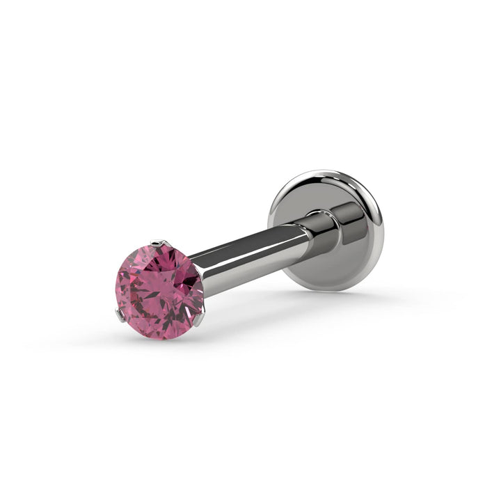 2mm Pink Diamond Lumina 3-Prong Flat Back Stud