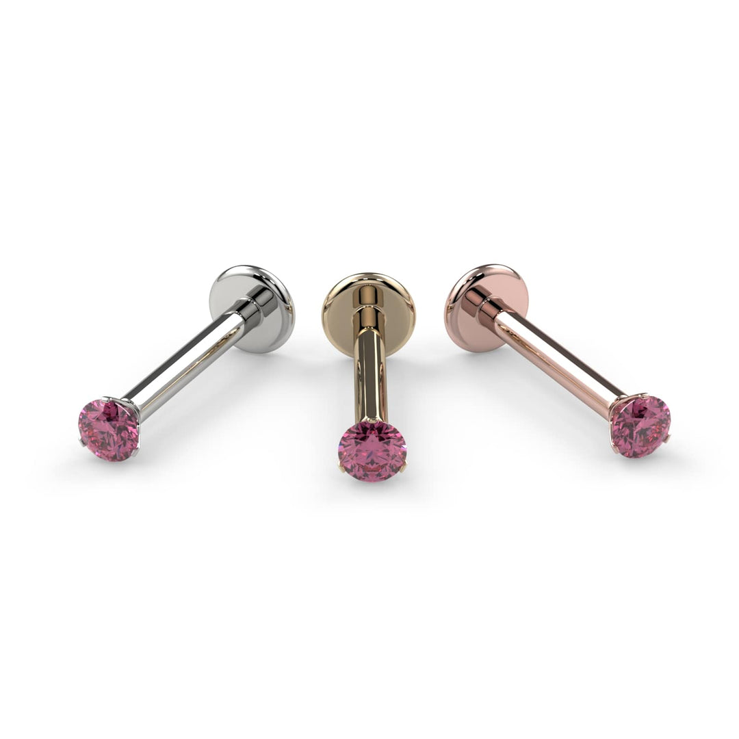 2mm Pink Diamond Lumina 3-Prong Flat Back Stud