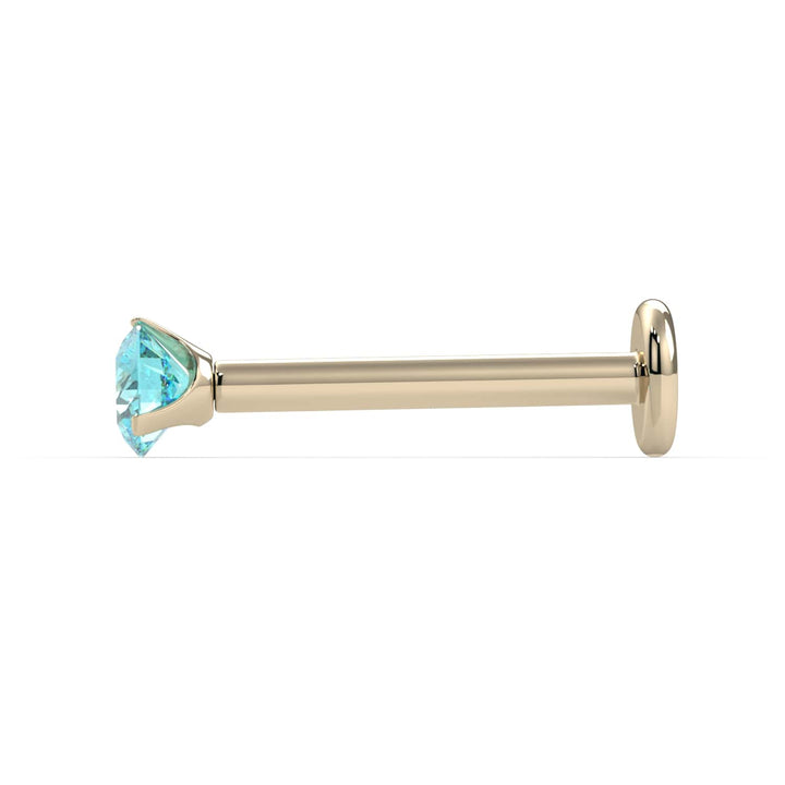 2.5mm Aqua Diamond Lumina 3-Prong Flat Back Stud