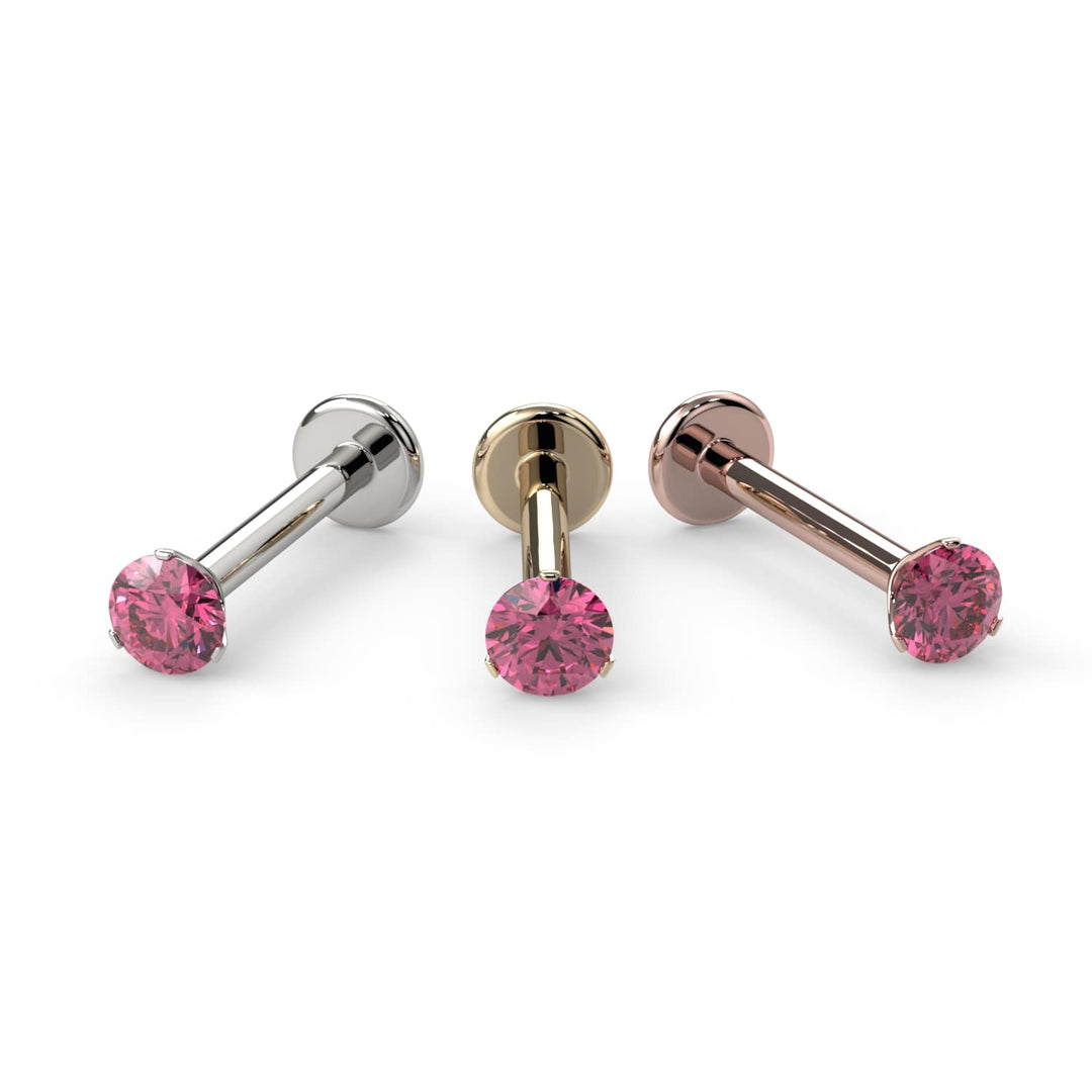 2.5mm Pink Diamond Lumina 3-Prong Flat Back Stud