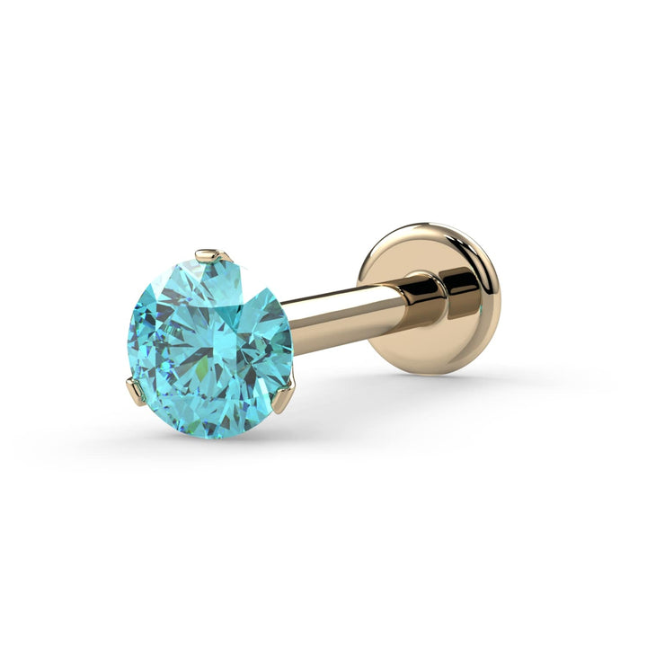 3mm Aqua Diamond Lumina 3-Prong Flat Back Stud