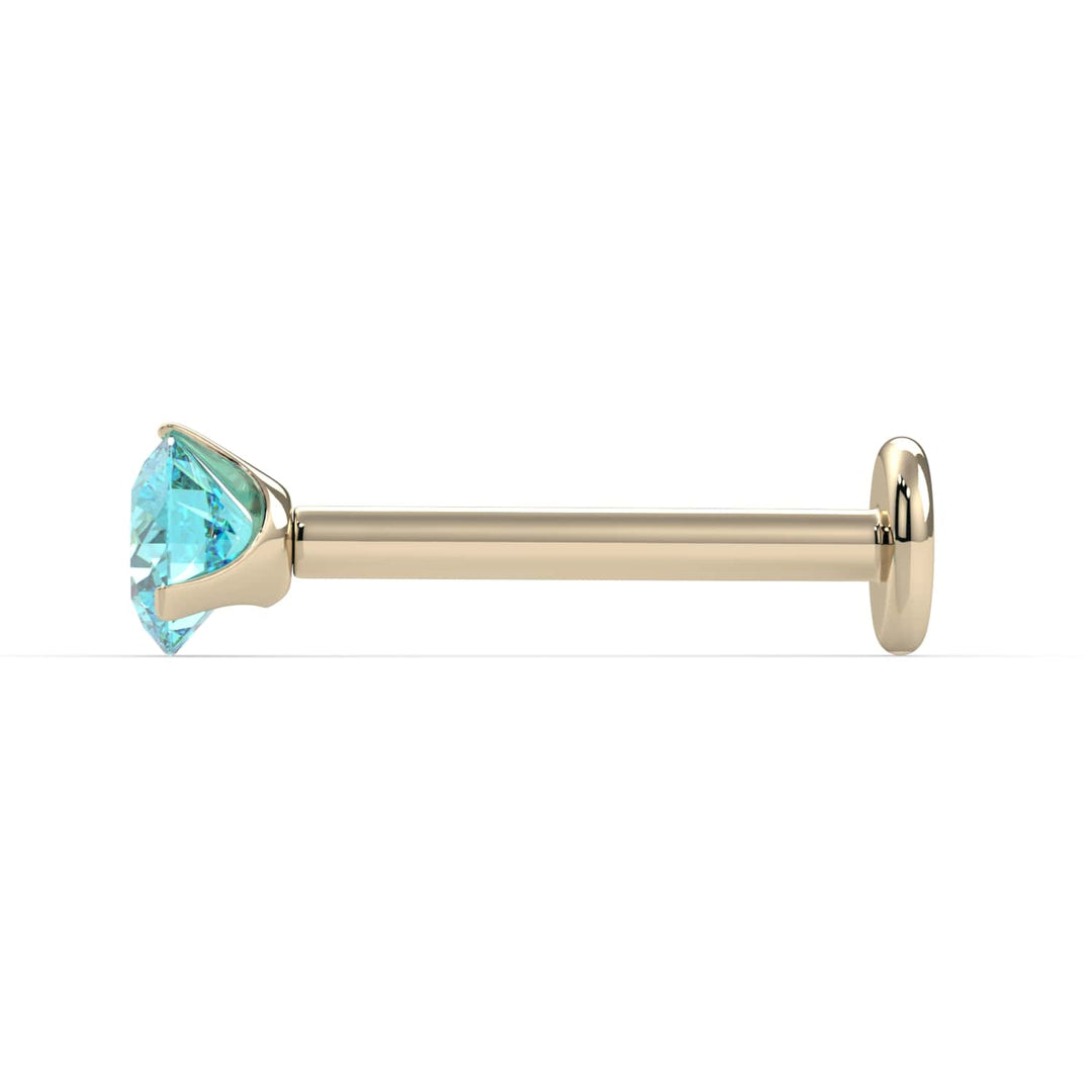 3mm Aqua Diamond Lumina 3-Prong Flat Back Stud