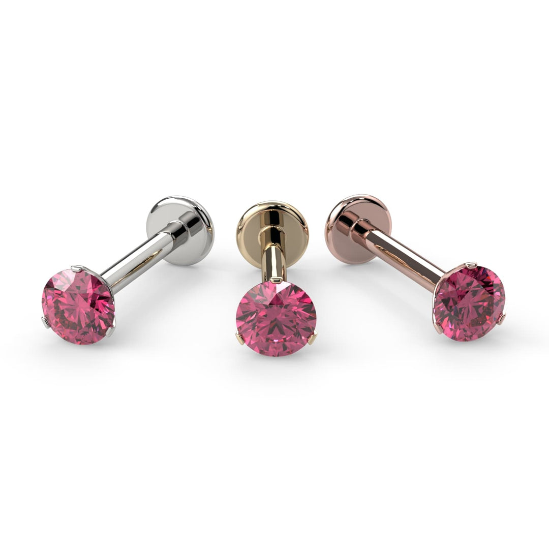 3mm Pink Diamond Lumina 3-Prong Flat Back Stud