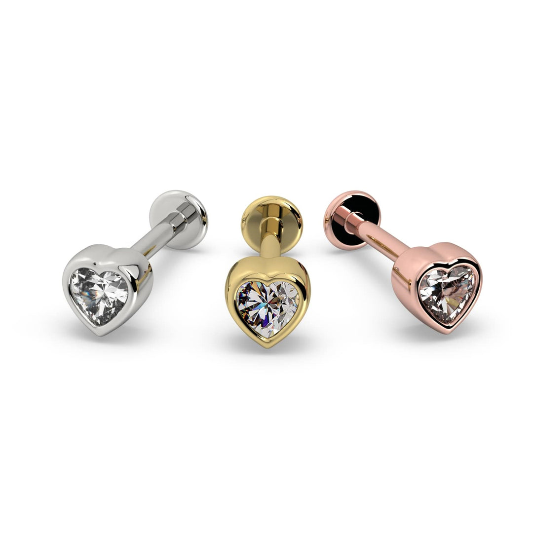 Diamond Heart Flat Back Stud