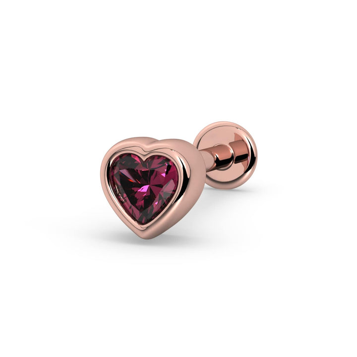 Rhodolite Garnet Heart Flat Back Stud