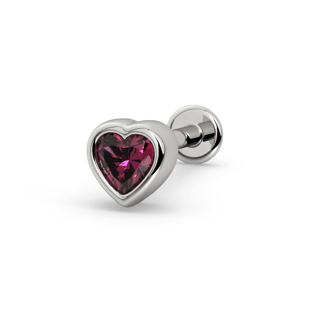 Rhodolite Garnet Heart Flat Back Stud