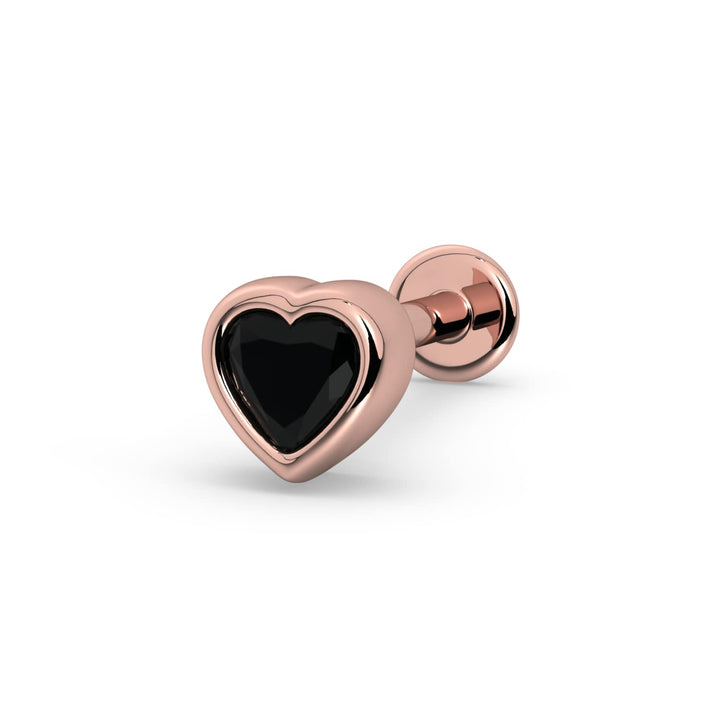 Onyx Heart Flat Back Stud