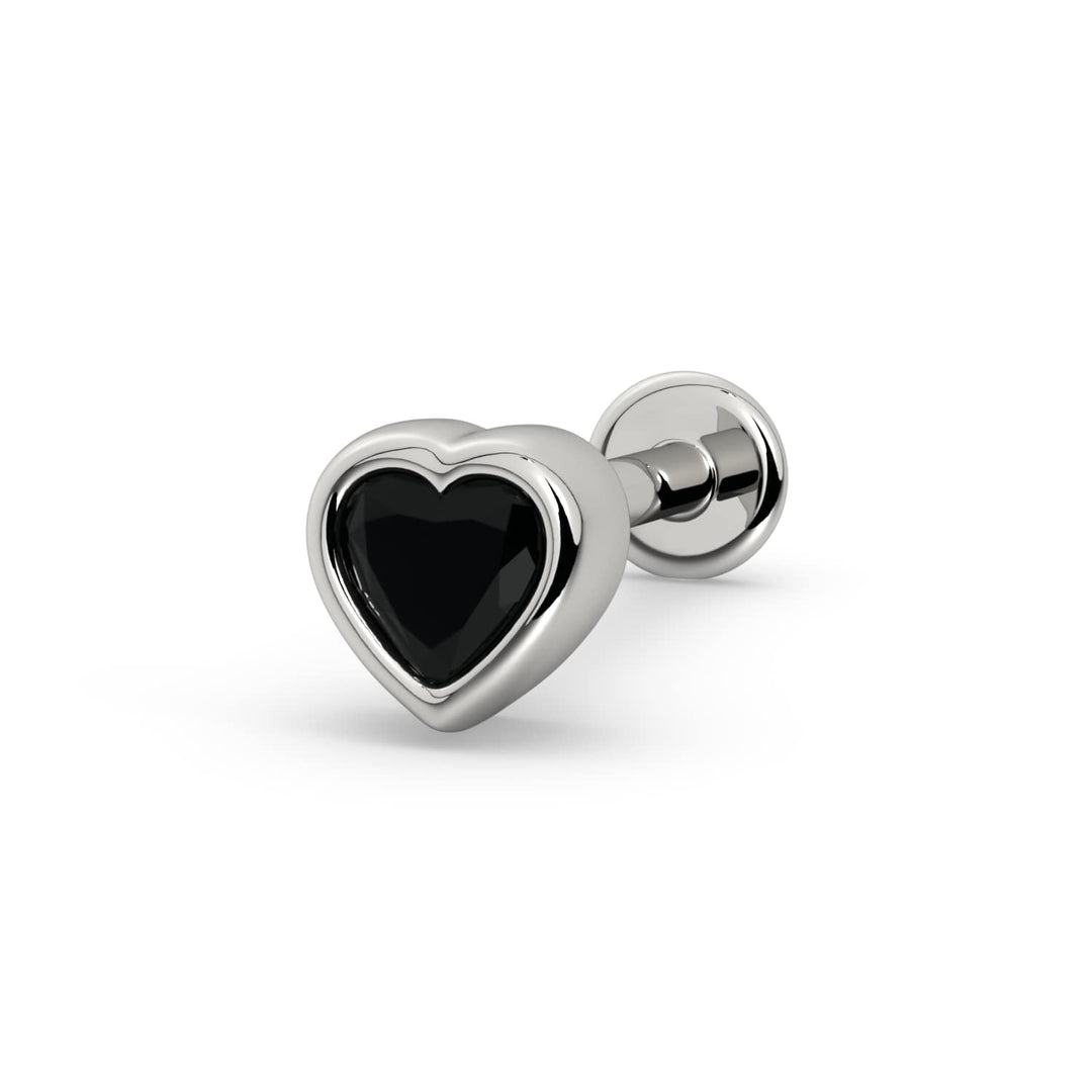 Onyx Heart Flat Back Stud