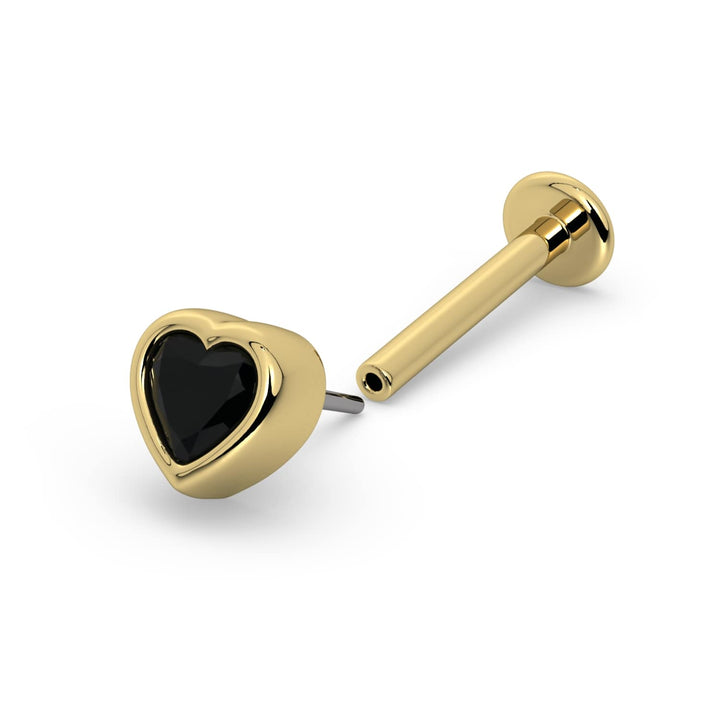 Onyx Heart Flat Back Stud