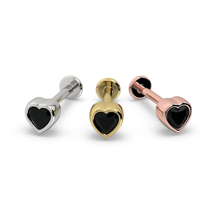 Onyx Heart Flat Back Stud