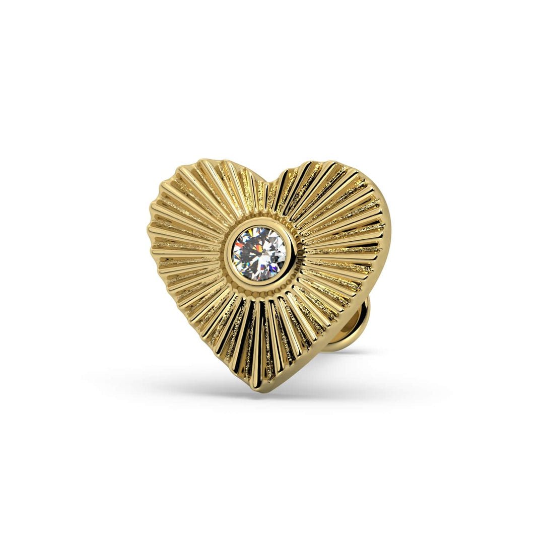 Sunburst Diamond Heart Flat Back Stud